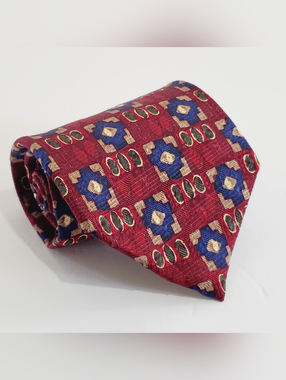 J.Z. Richards Multicolor Geometric Pattern Men's Silk Neck Tie 59x4"